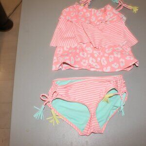 Multi color 2 Pcs Justice Tankini Swimsuit Size 7